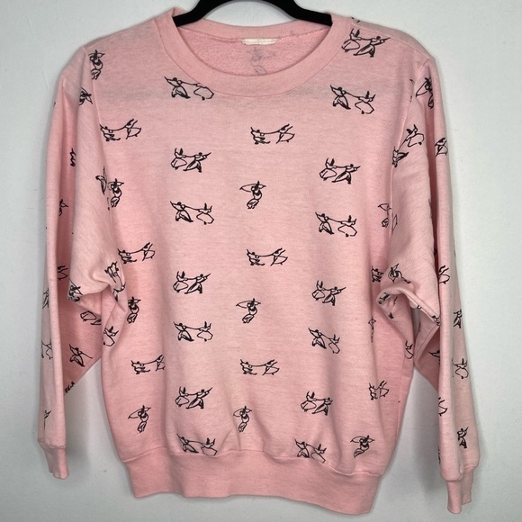 VINTAGE baby pink dancers print sweatshirt - Picture 1 of 6